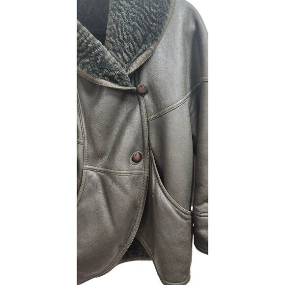 Umberto Olivieri Italy Leather Fur Coat Jacket  Oversized Designer Sparrling - Picture 5 of 16